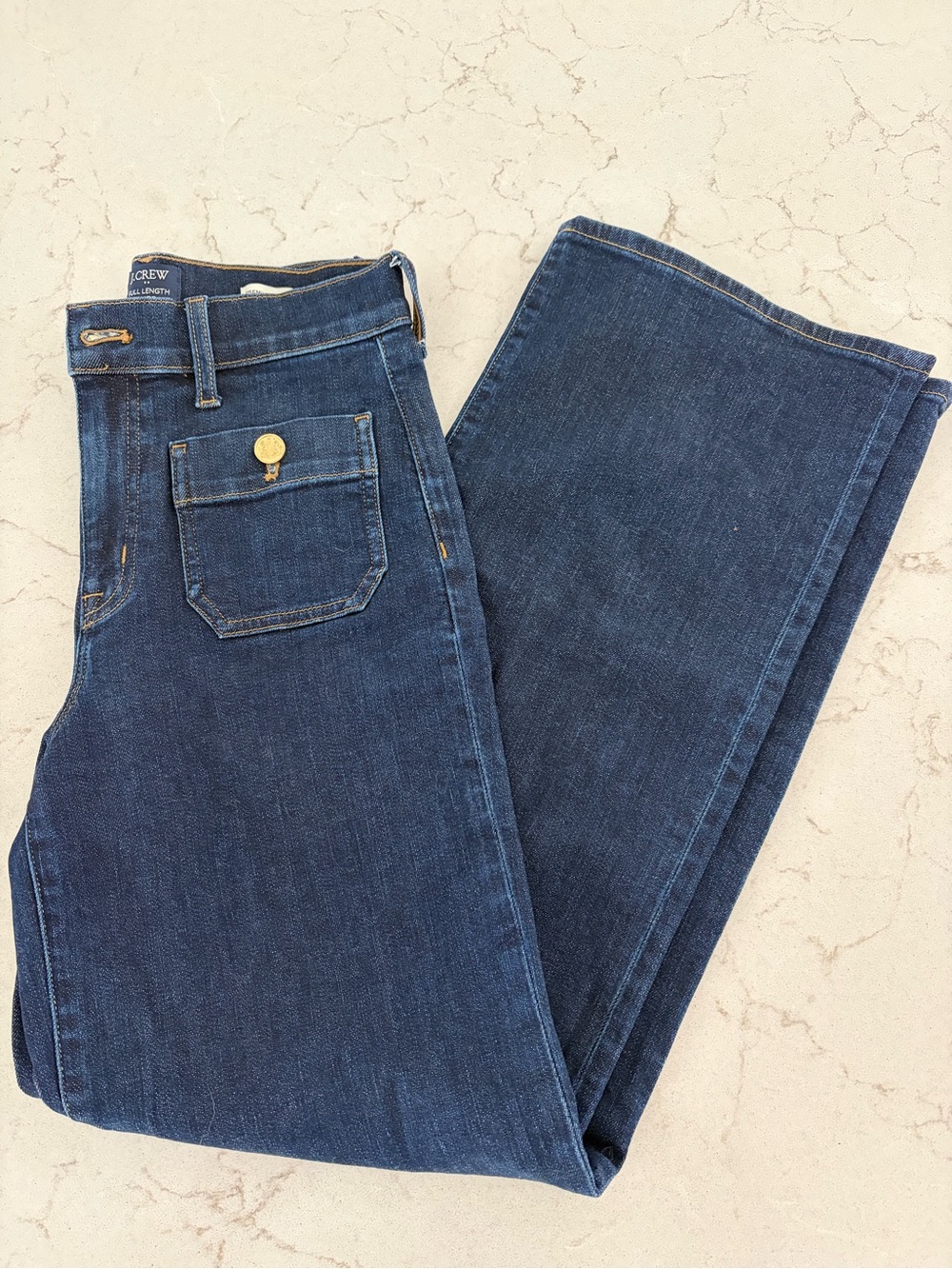 J. Crew Factory Slim Wide-Leg Sailor Jeans Gold Buttons All Day Stretch SZ 25 - Picture 3 of 12